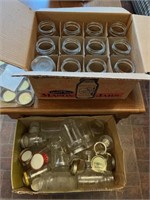 2 Boxes of Canning Jars, Lids, & Box of Hurricane