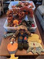 2 Totes of Fall Decorations