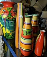 Modern Ceramic Vases, Signed Ceramic Parrot Vases