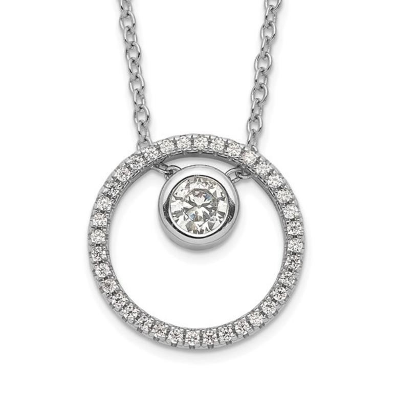 Sterling Silver Crystal Circle Necklace
