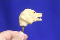 A Well Carved Dog Head Cane Top