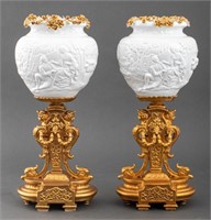 Tiche Porcellane d'Arts Lamps, Pair