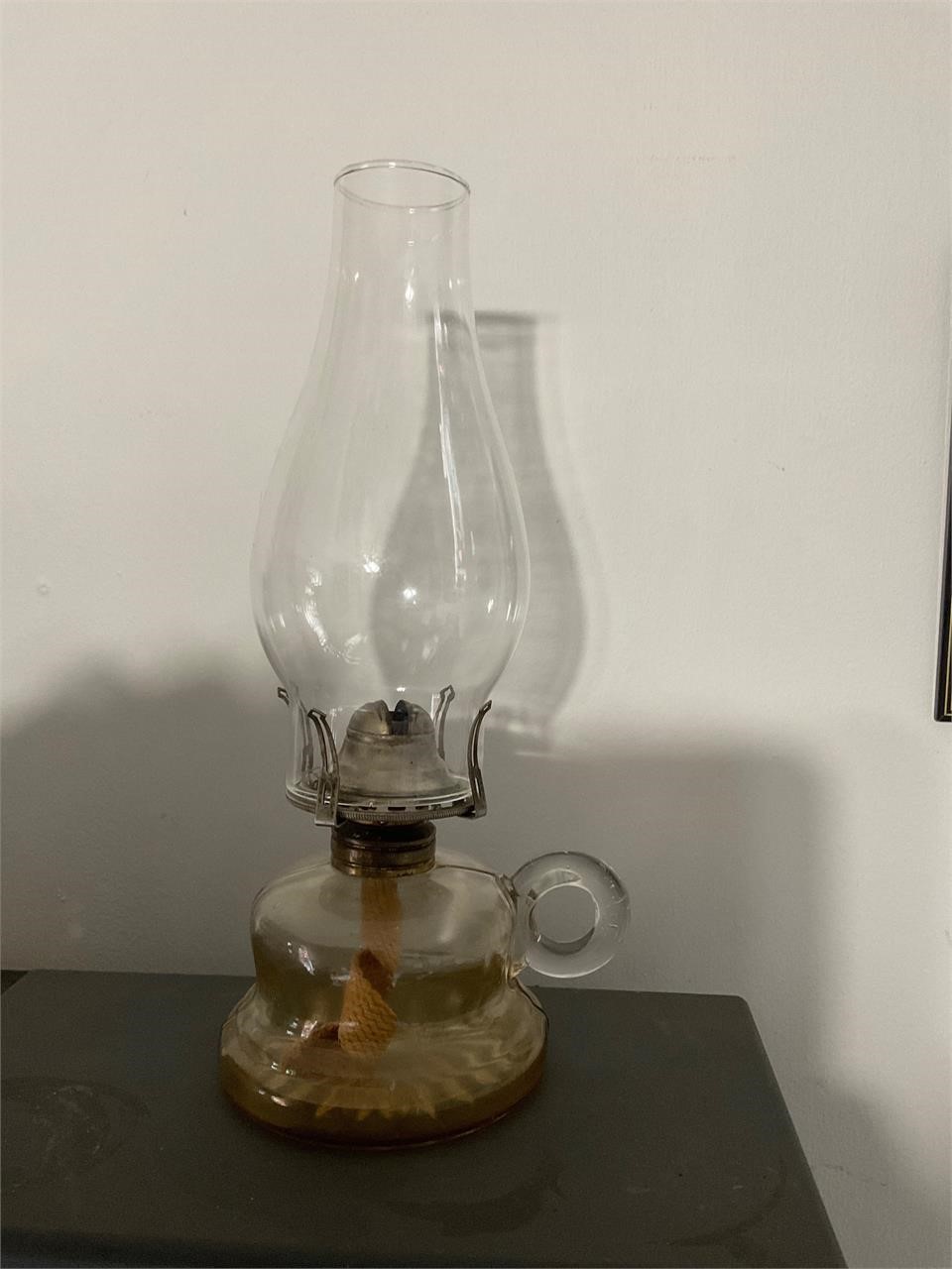 Antique glass oil lantern