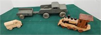 Wooden vehicles train, truck and trailer, etc