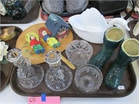 Pottery Boots, Pressed Glass, Milk Glass Swan, +