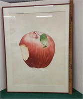 Signed picture- apple with bite - break in glass