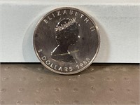 1989 Canada $5 silver maple leaf coin