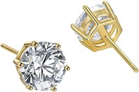 14k Gold-pl .20ct White Sapphire Earrings