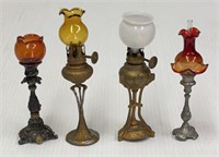 (4) Vintage Victorian Dollhouse Oil Lamps