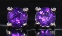 Genuine African Amethyst Stud Earrings