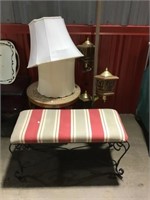 Lamp Shades, Post Lamp, Bench And Table