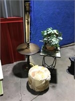 Floor Lamp, Ottoman, Side Table, Silk Plant