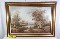 Orig. Large Signed Landscape Oil On Canvas