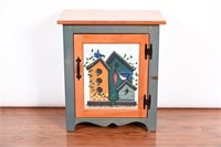 Pine Utility Cabinet w/ Painted Bird Motif