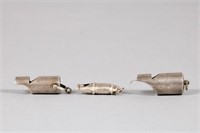 Lot of Three Antique Whistles, Two Sterling
