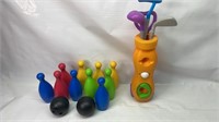 Toy golf club and bowling lot