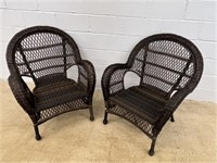 (2) Plastic Wicker Arm Chairs