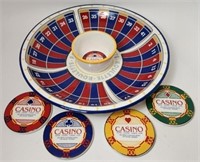 6 Piece Chip & Dip w/Coasters Set Casino Roulette