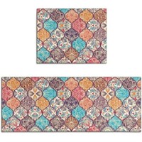 humcustom Boho Floral Kitchen Rugs Mat Set of 2 No