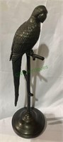 Large bronze parrot statue, tree stand, great for