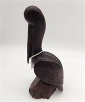 Carved Wood Pelican Figurine