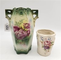 2 Victorian Rose Floral Vases see photos