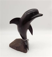 Carved Wood Dolphin Figurine