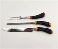 Sheffield Stainless Antler Handle Carving Set