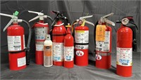 Group of 8 fire extinguishers box lot