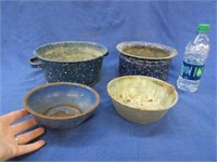 4 enamelware bowls