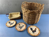 HENRIETTE PORCELAIN ROOSTER PLATES & BASKETS