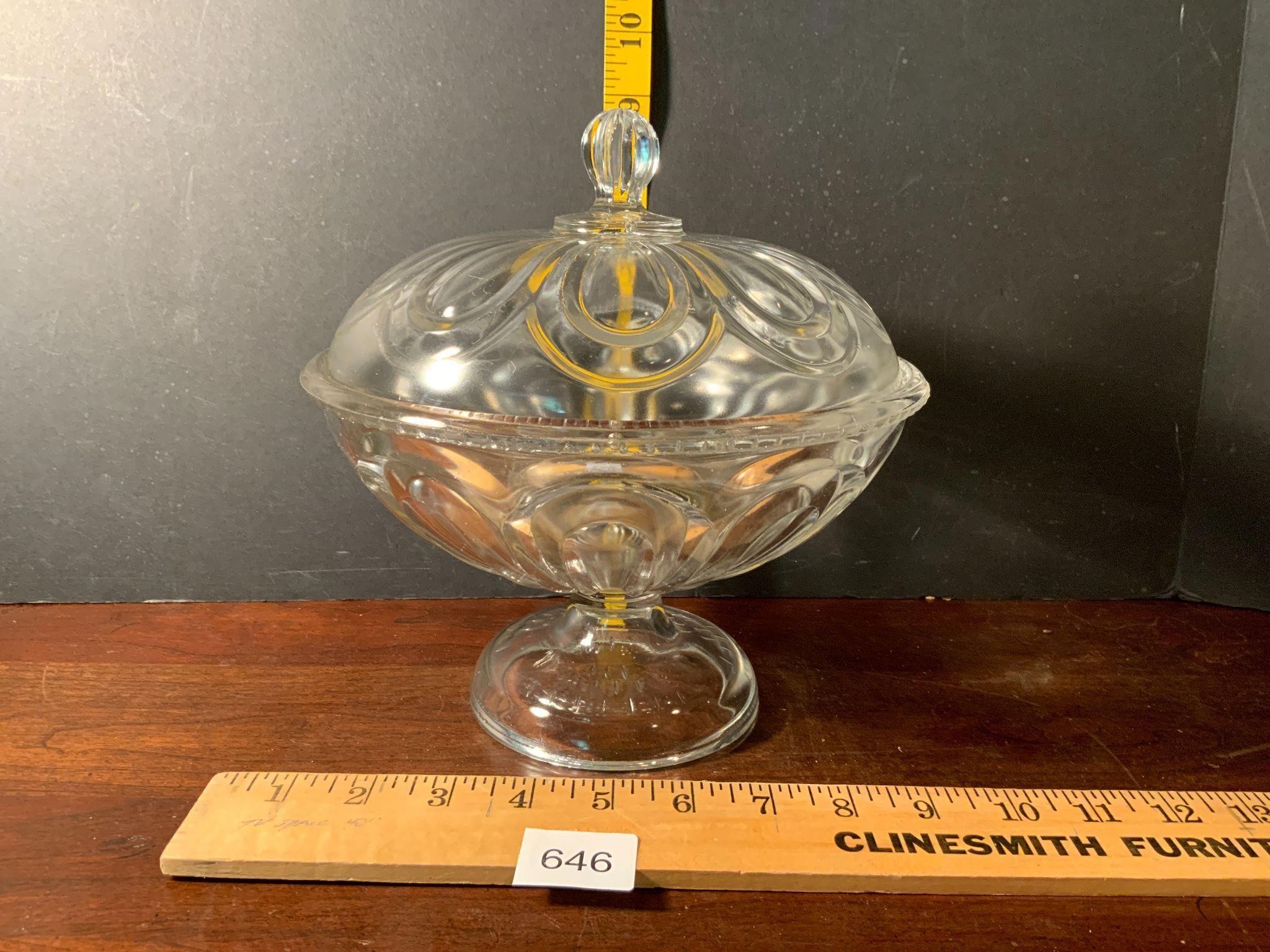 Antique EAPG Glass Covered Pedetstal Dish