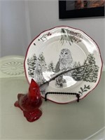 Owl plate and Avon cardinal
