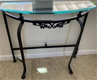 336 - METAL & GLASS CONSOLE TABLE