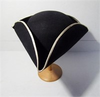 C/1940’s Wool Black Tri-Corner Colonial Style Hat
