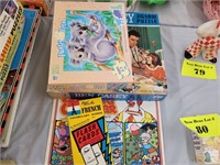 Assorted Children's Puzzles and French Cards