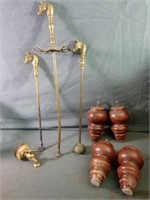 Vintage Brass Fireplace Tools with Horse Head as