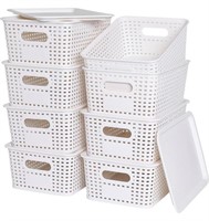 PLASTIC BASKETS W/LIDS 10.2x7.2x4.1IN 8BASKETS