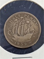 1939 King George VI Half Penny