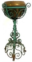 Wrought Iron Stand w/ Copper Bowl Attached
