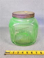 Vintage Uranium Green Pantry Jar - 8" Tall