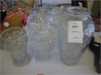 Fostoria drinkware along with a vase.