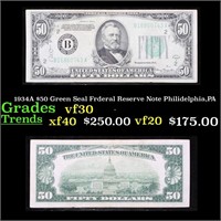 1934 $50 Green Seal Frderal Reserve Note Philidelp