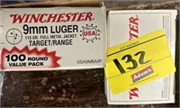 (2) WINCHESTER 9MM LUGER, 115 GR, FMH,