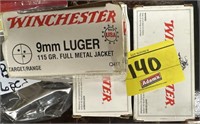 (3) WINCHESTER 9MM LUGER, 115 GR, FMJ