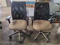 Two Swivel Brown Seat / Black Back Office Chairs