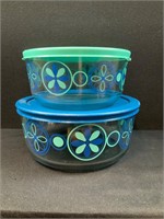 Pyrex Blue and Turquoise Pinwheel Storage Bowls