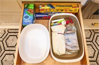 Contents of Drawer - Casserole Dishes, Misc. Paper