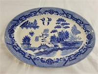 Vintage blue willow platter made in Japan