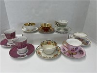 8 Various Sized Cups & Saucers
